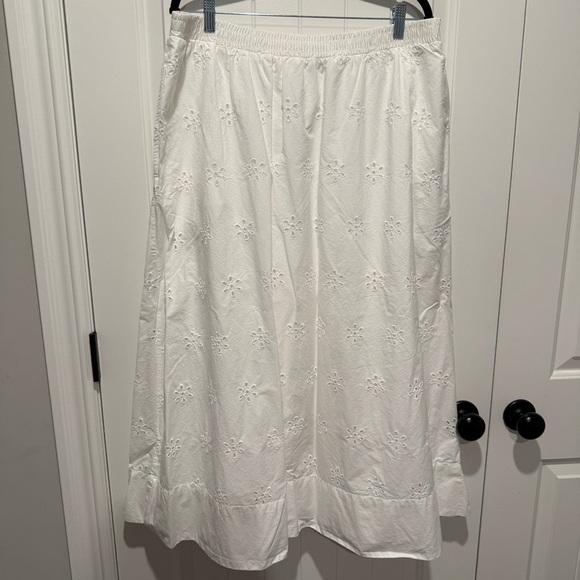 a new day White Floral Eyelets Cotton Maxi Skirt - Picture 2 of 7